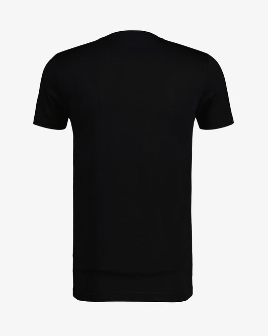 Bawełniany t-shirt męski z nadrukiem, okrągły kołnierzyk slim fit czarny