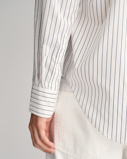 Bawełniana koszula damska w paski z długim rękawem relaxed fit