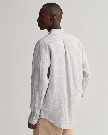 Koszula męska w paski długi rękaw regular fit biała