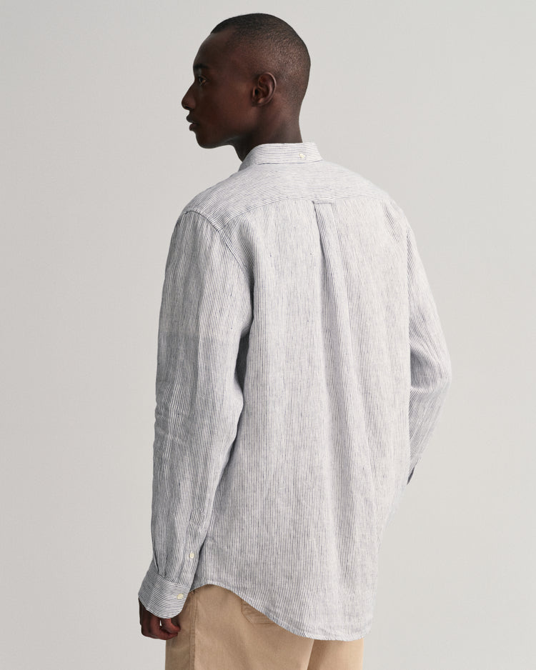 Koszula męska w paski długi rękaw regular fit biała