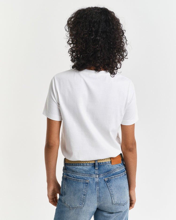 Koszulka damska z nadrukiem regular fit biała