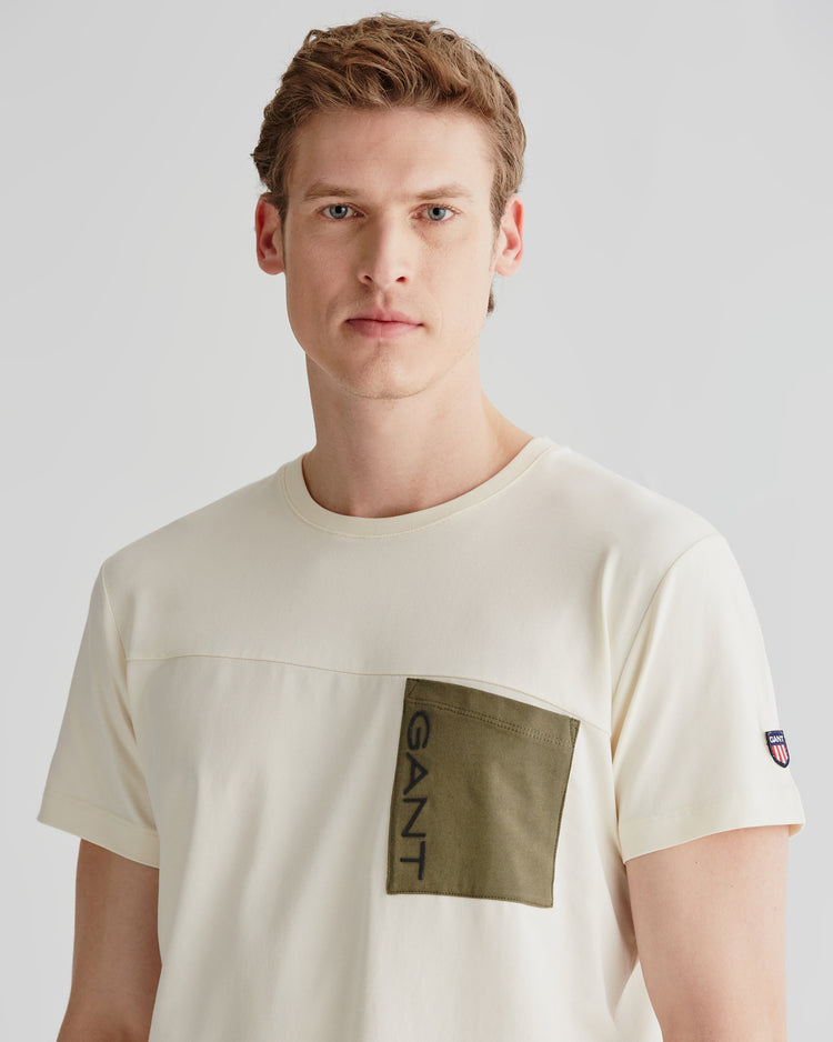 T-shirt męski z nadrukiem z okrągłym kołnierzykiem regular fit