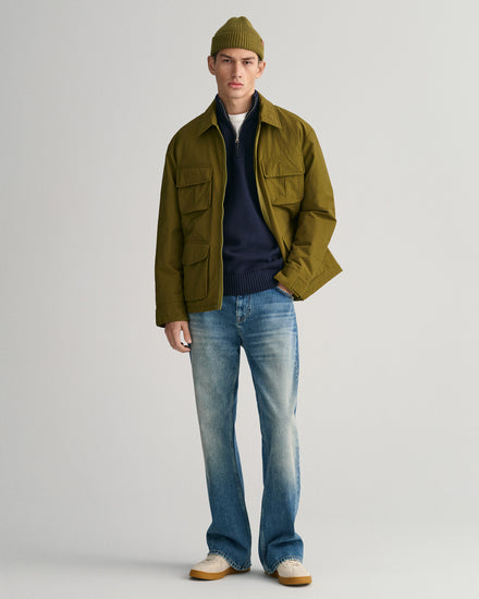 Sweter męski z zamkiem do połowy regular fit granatowy