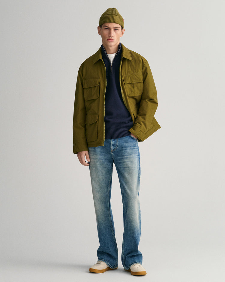 Sweter męski z zamkiem do połowy regular fit granatowy