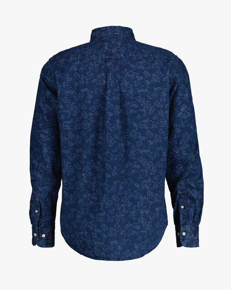 Bawełniana koszula męska z długim rękawem regular fit granatowa