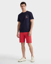 Bawełniany t-shirt męski z nadrukiem okrągły kołnierzyk regular fit