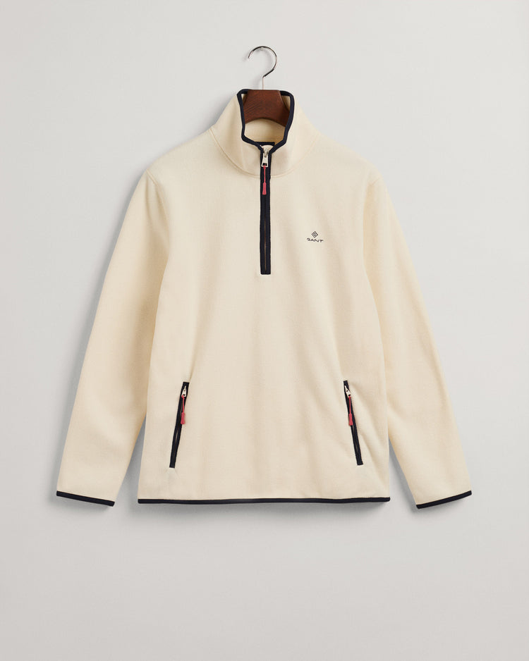 Bluza męska z zamkiem do połowy regular fit beżowa