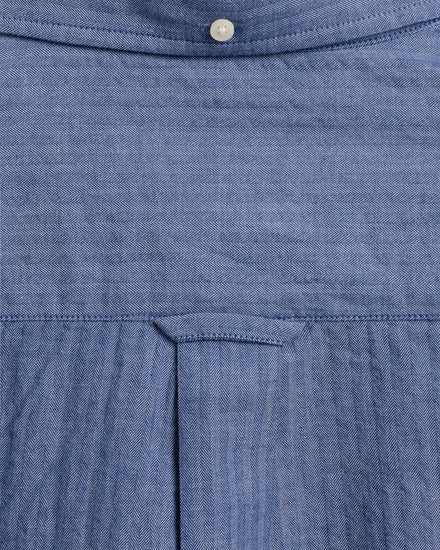 Niebieska bawełniana koszula męska w jodełkę seersucker regular fit