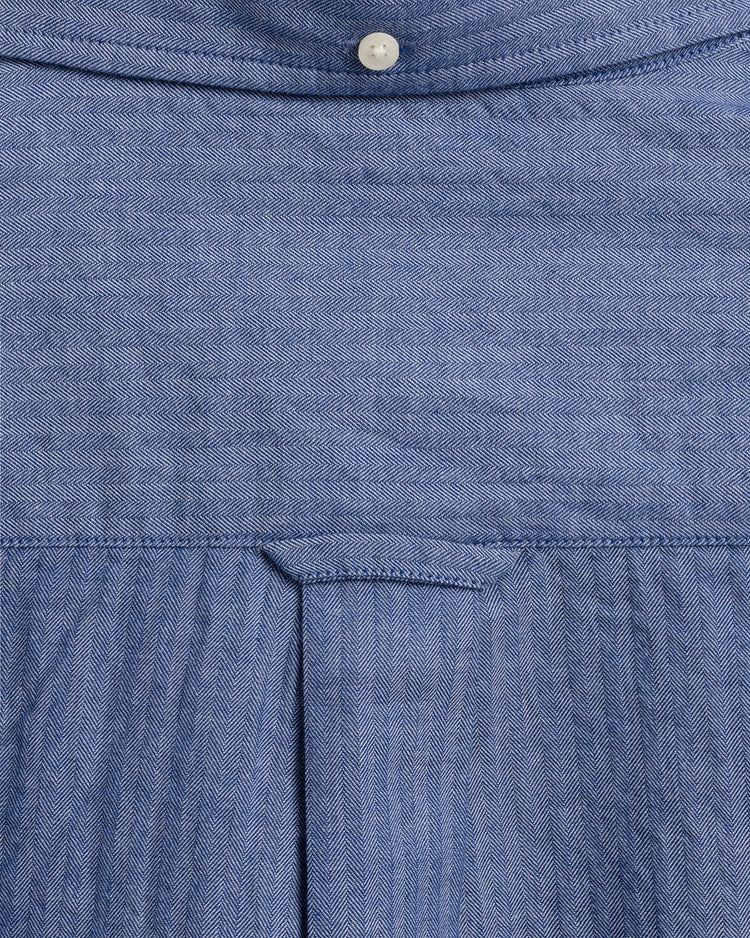 Niebieska bawełniana koszula męska w jodełkę seersucker regular fit