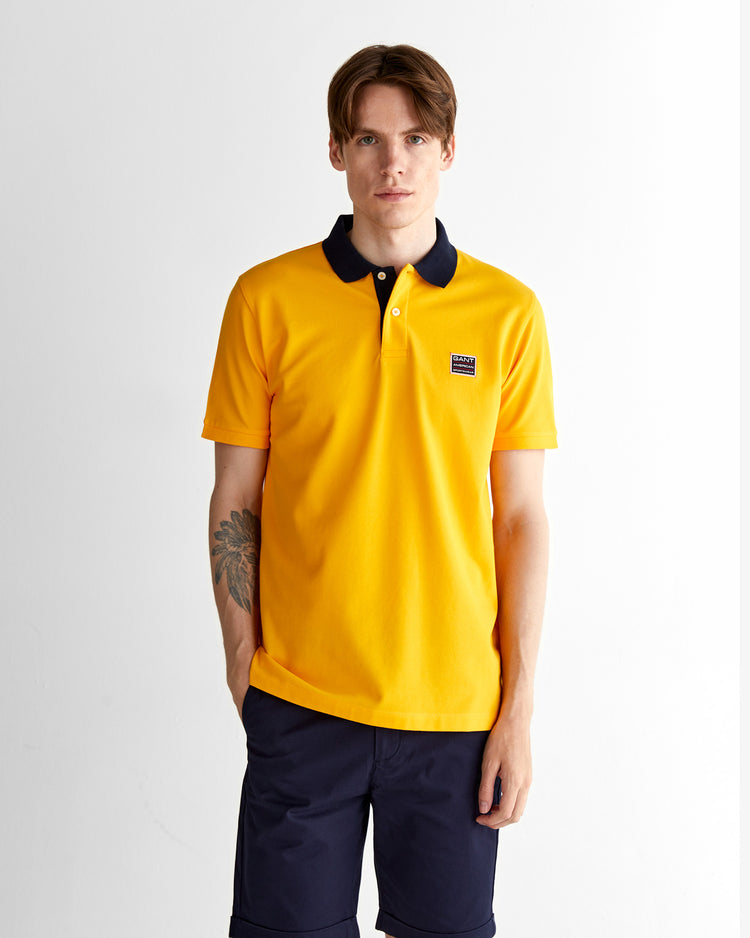 Męski żółty regular fit polo