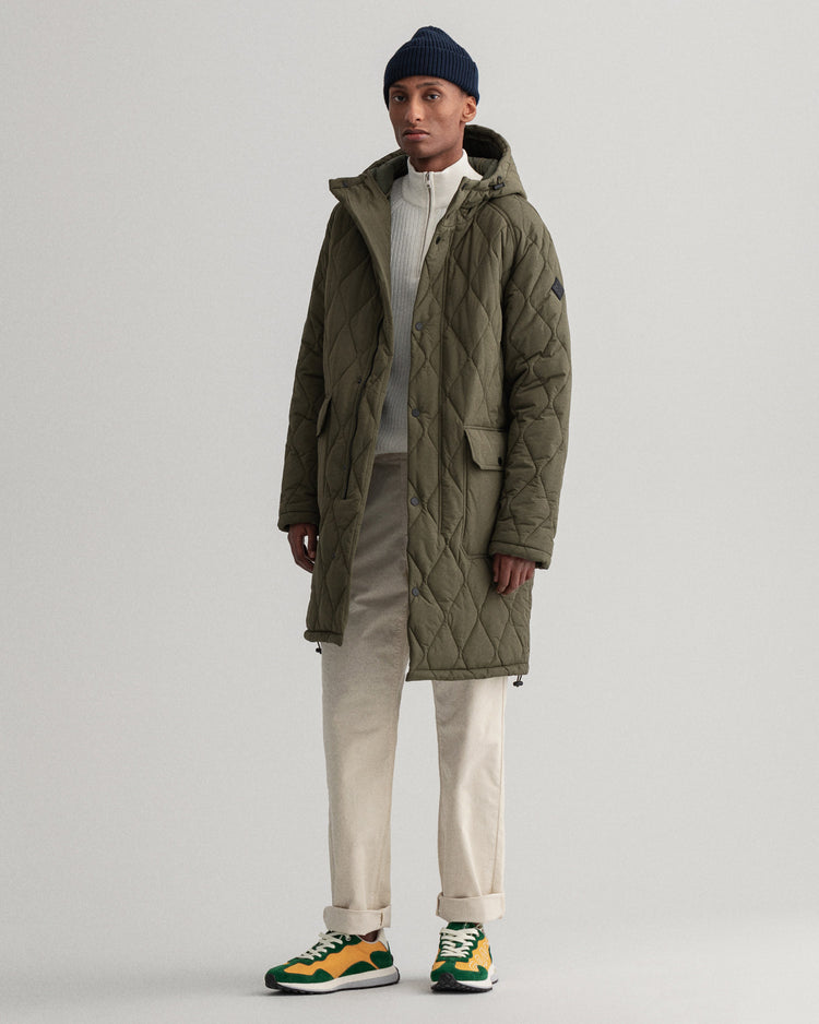 Kurtka męska z nadrukiem zapinana na guziki oversize fit zielona