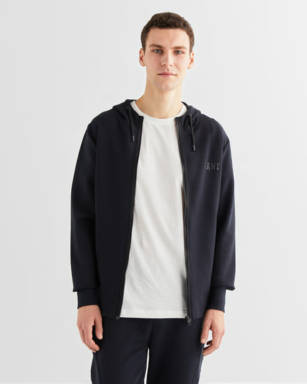 Bluza męska z nadrukiem z zamkiem z długim rękawem relaxed fit czarna