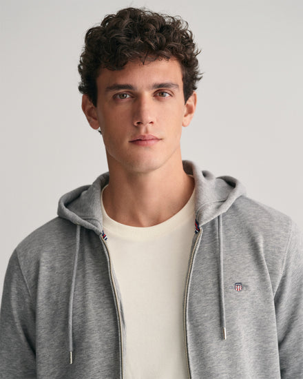 Bawełniana bluza męska z zamkiem regular fit szara