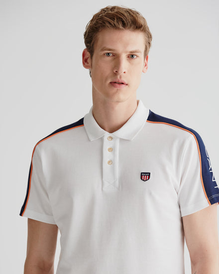 Bawełniany polo męski z nadrukiem z krótkim rękawem regular fit