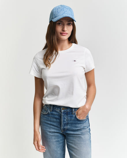 Koszulka damska z okrągłym dekoltem regular fit biała