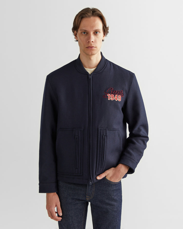 Kurtka męska z nadrukiem ze stójką z długim rękawem oversize fit