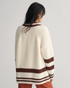 Bawełniany sweter rozpinany damski w paski oversize fit
