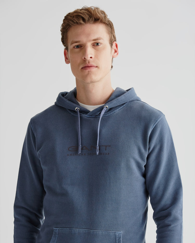 Bawełniana bluza męska z kapturem regular fit granatowa