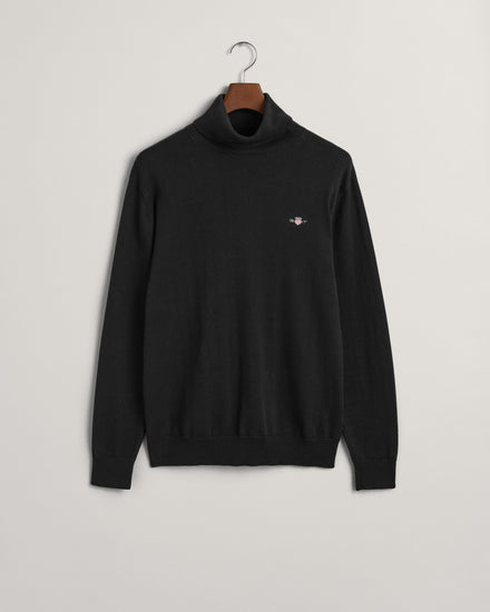 Sweter męski z golfem regular fit czarny