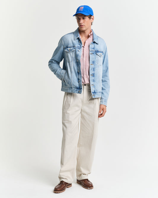 Koszula męska w paski z długim rękawem regular fit czerwona