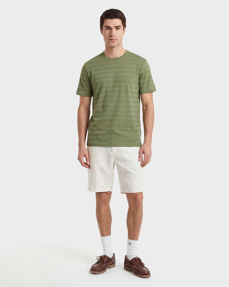 Bawełniany t-shirt męski w paski z okrągłym kołnierzykiem regular fit