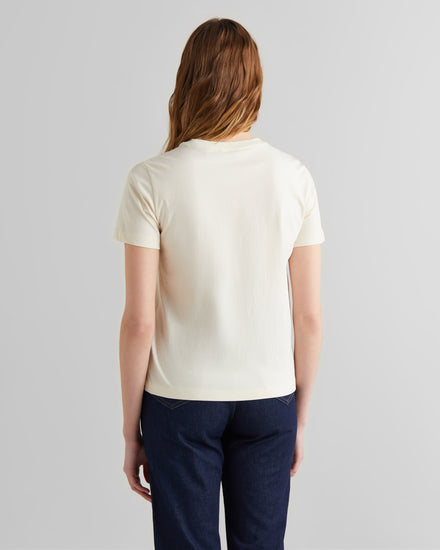 Bawełniany t-shirt damski z nadrukiem okrągły kołnierzyk regular fit