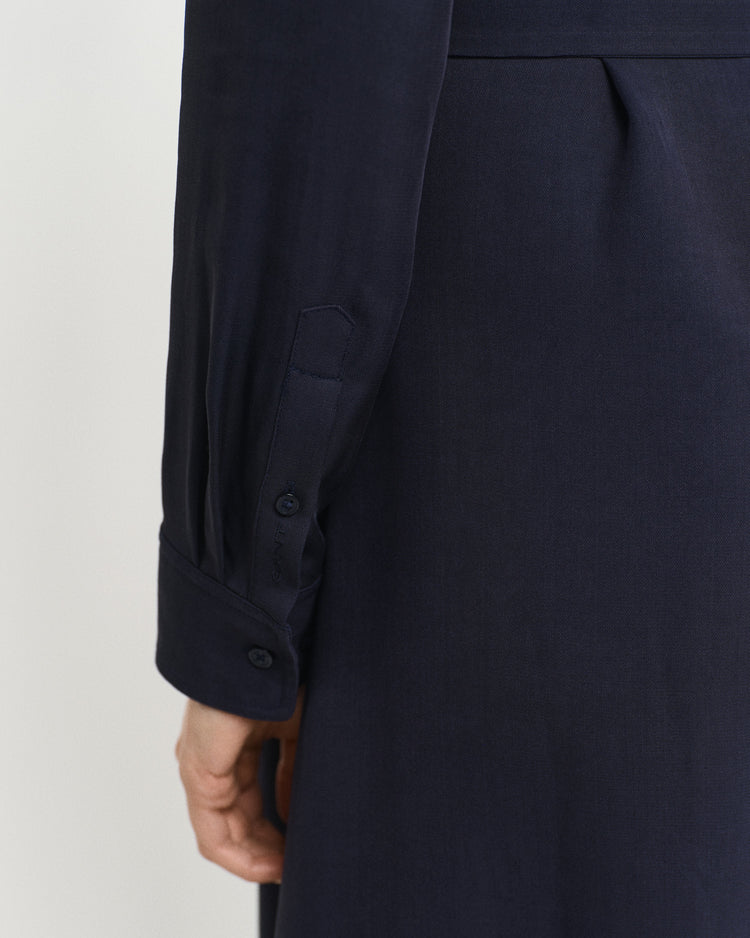 Sukienka damska zapinana na guziki z długim rękawem regular fit granatowa