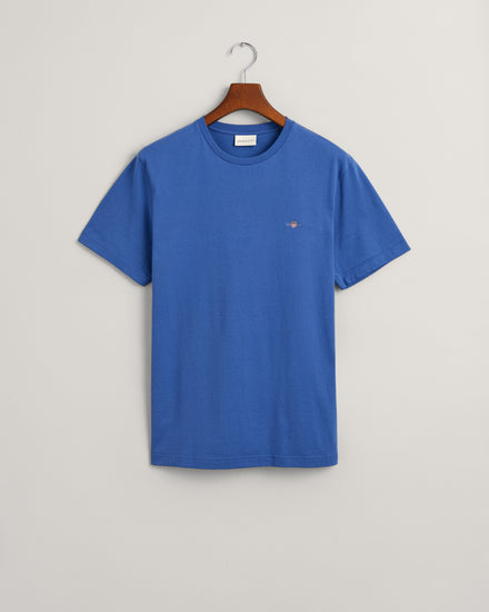 T-shirt męski okrągły dekolt regular fit niebieski
