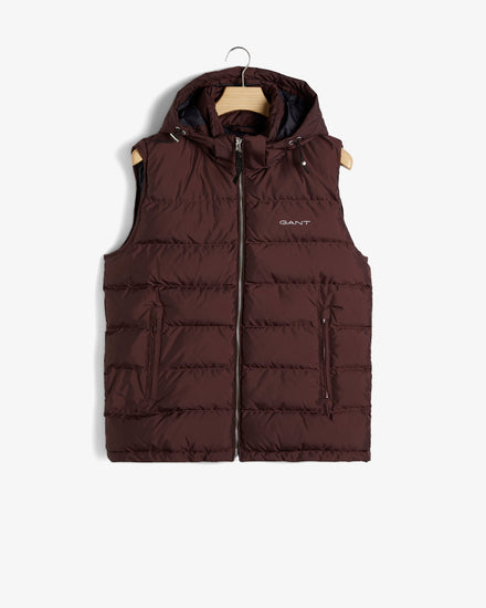 Bezrękawnik męski z kapturem z nadrukiem regular fit bordowy