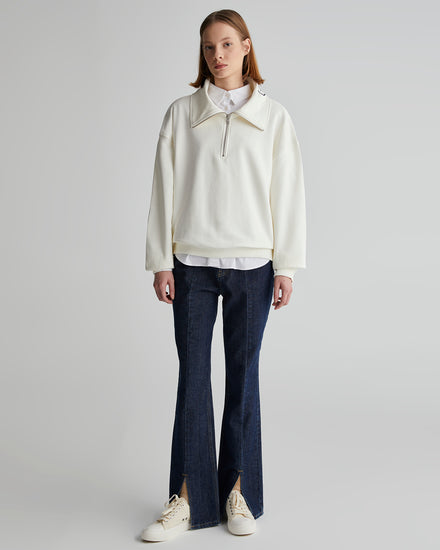 Bawełniana bluza damska z zamkiem do połowy oversize fit