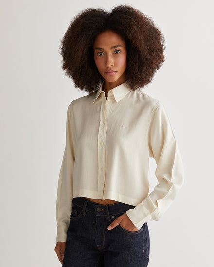 Koszula damska długi rękaw kremowa