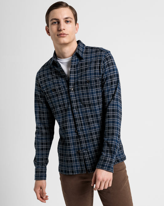 Kurtka koszulowa męska jersey w kratę