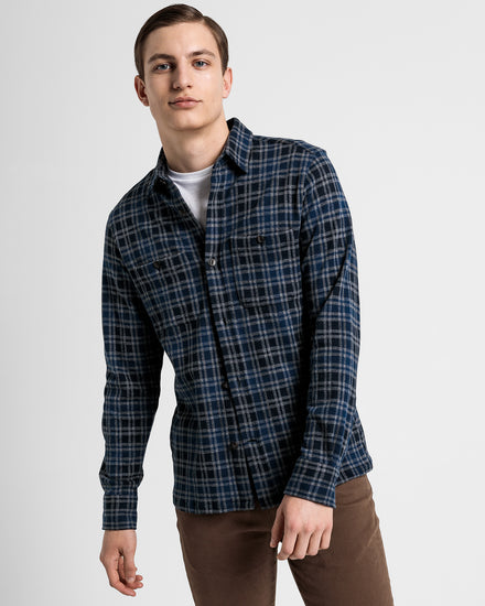 Kurtka koszulowa męska jersey w kratę