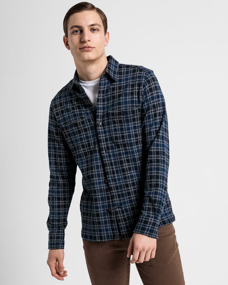 Kurtka koszulowa męska jersey w kratę