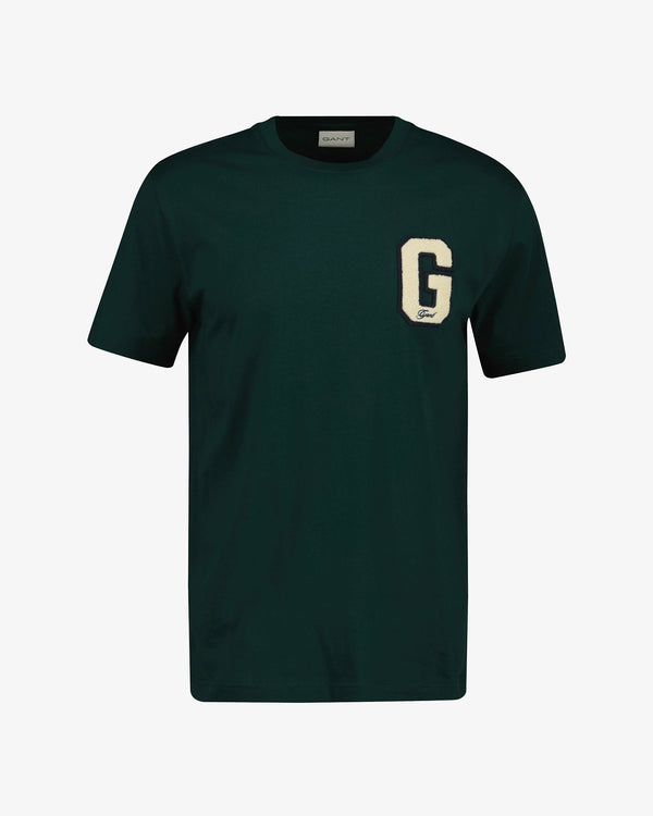 T-shirt męski z nadrukiem okrągły kołnierzyk regular fit zielony