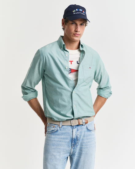 Koszula męska z długim rękawem regular fit zielona