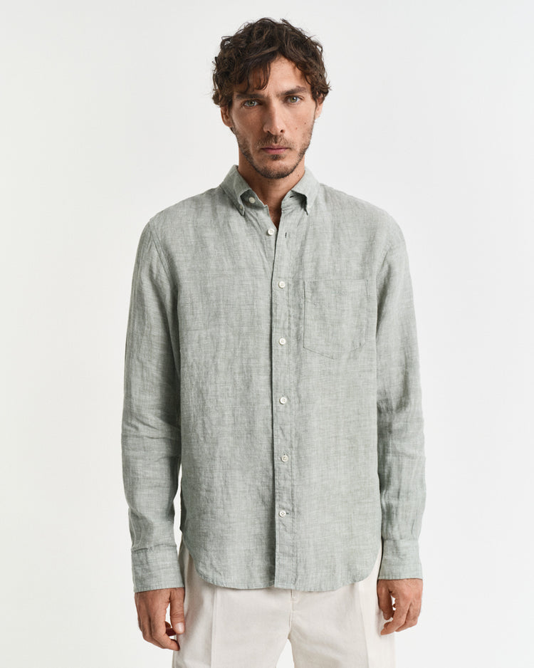 Koszula męska z długim rękawem regular fit zielona