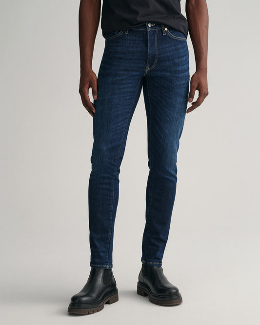 Spodnie jeansowe męskie extra slim fit granatowe