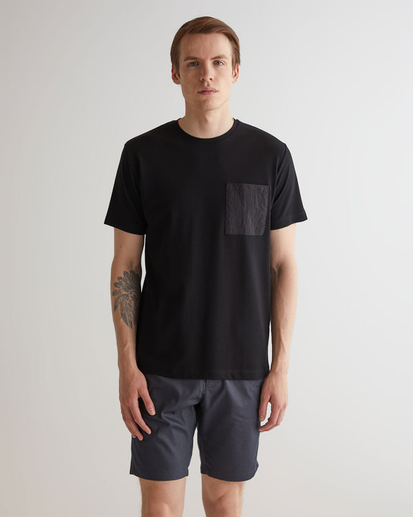 T-shirt męski okrągły kołnierzyk regular fit czarny