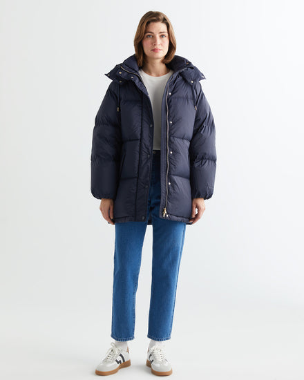 Kurtka damska z kapturem relaxed fit granatowa