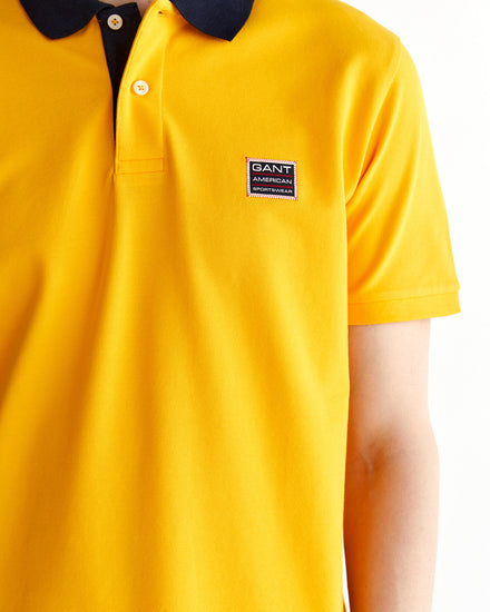 Męski żółty regular fit polo