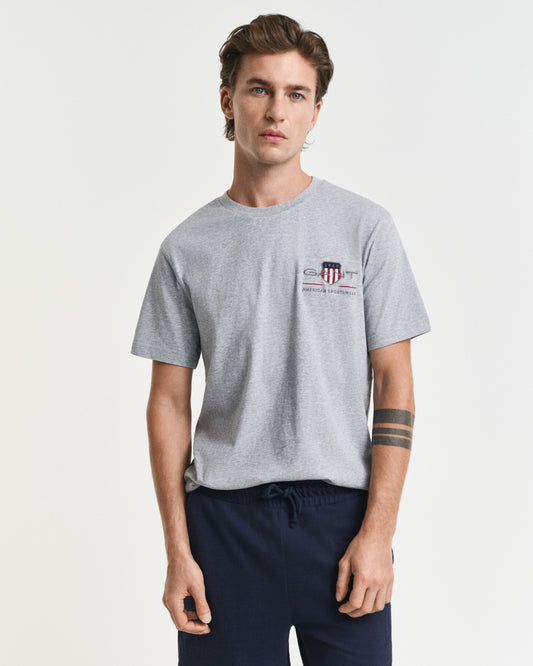 Bawełniany t-shirt męski z okrągłym dekoltem regular fit szary