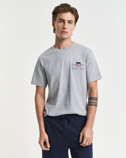 Bawełniany t-shirt męski z okrągłym dekoltem regular fit szary
