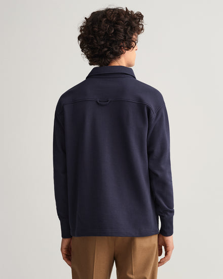 Bawełniana bluza męska z kołnierzykiem polo relaxed fit