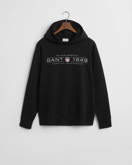 Bluza męska z kapturem z nadrukiem regular fit czarna