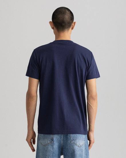 T-shirt męski z okrągłym dekoltem regular fit granatowy