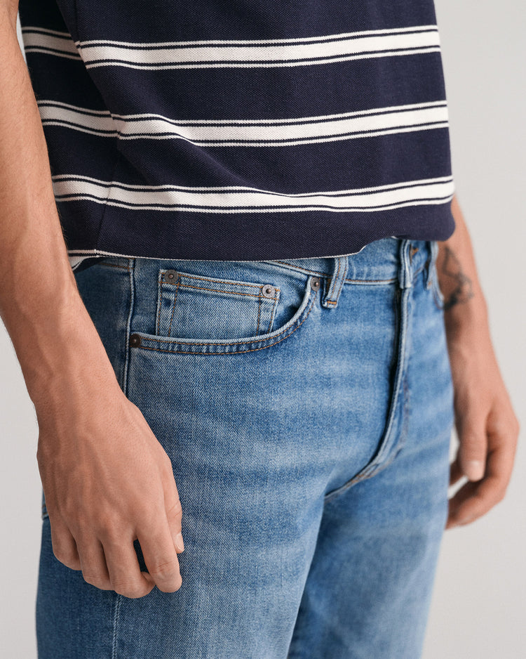Spodnie jeansowe męskie slim fit niebieskie