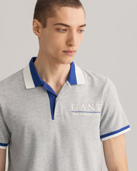 Bawełniane polo męskie z nadrukiem z krótkim rękawem regular fit