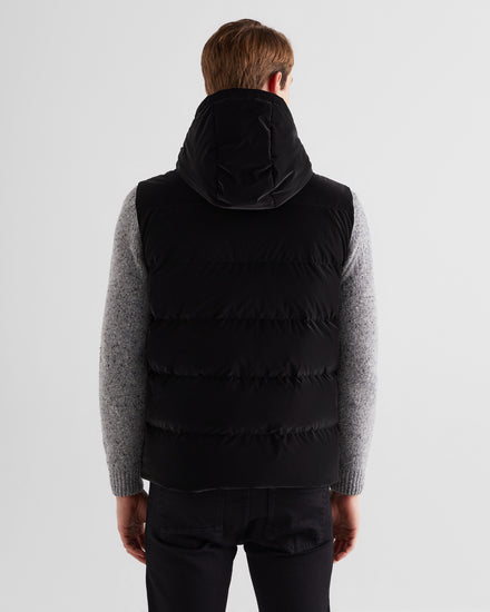 Bezrękawniki męskie z kapturem z nadrukiem regular fit czarne