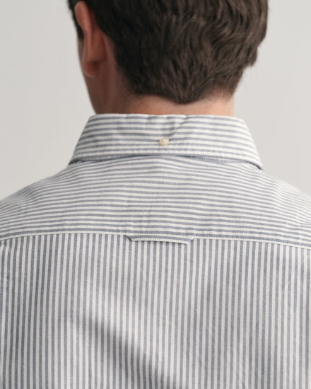 Bawełniana koszula męska z długim rękawem slim fit granatowa